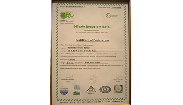 Certificate of E-Waste Recycle