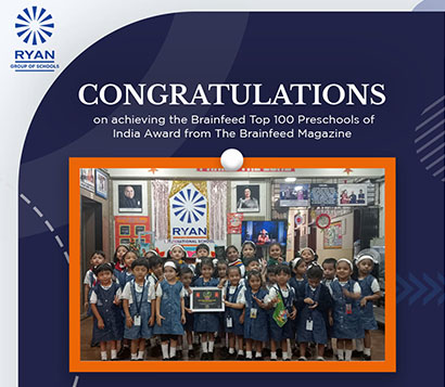 The prestigious Brainfeed Top 100 Preschools of India award by Brainfeed Magazine!