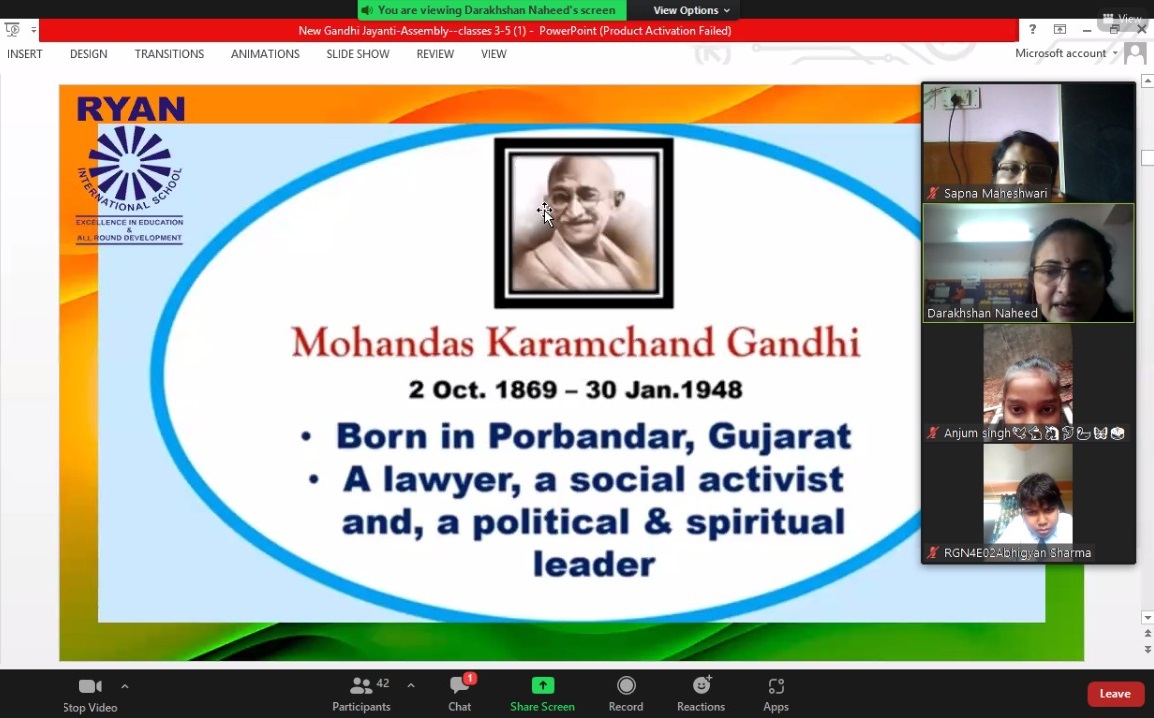 Gandhi Jayanti at Ryan Greater Noida