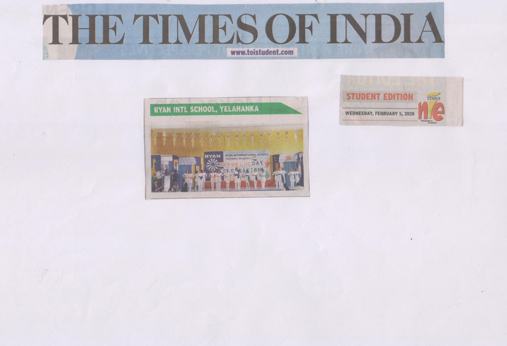 Republic Day Celebration - The Times of India - Ryan International School, Yelahanka - Ryan Group