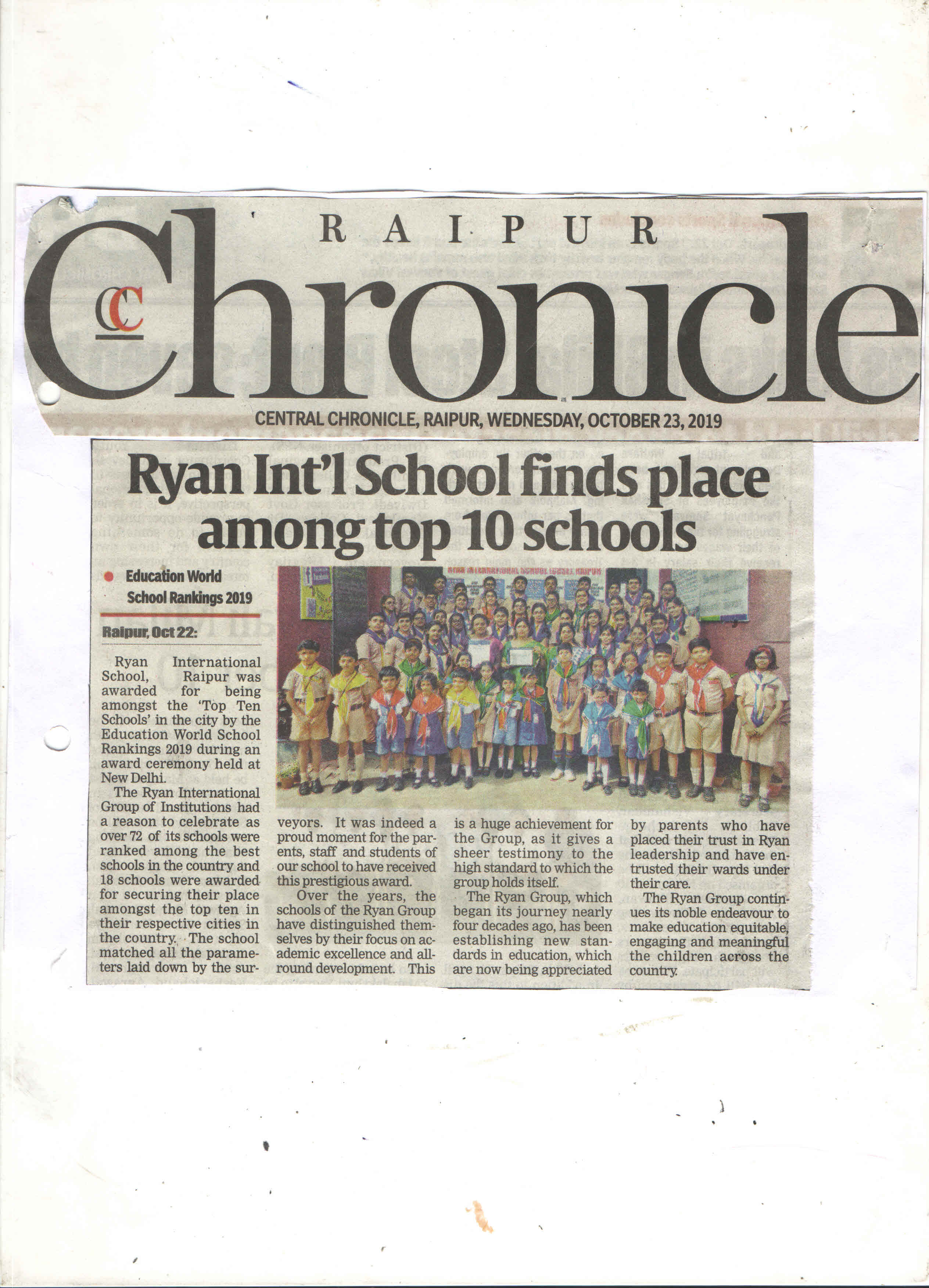 Raipur Chronicle - Ryan International School, Ravigram