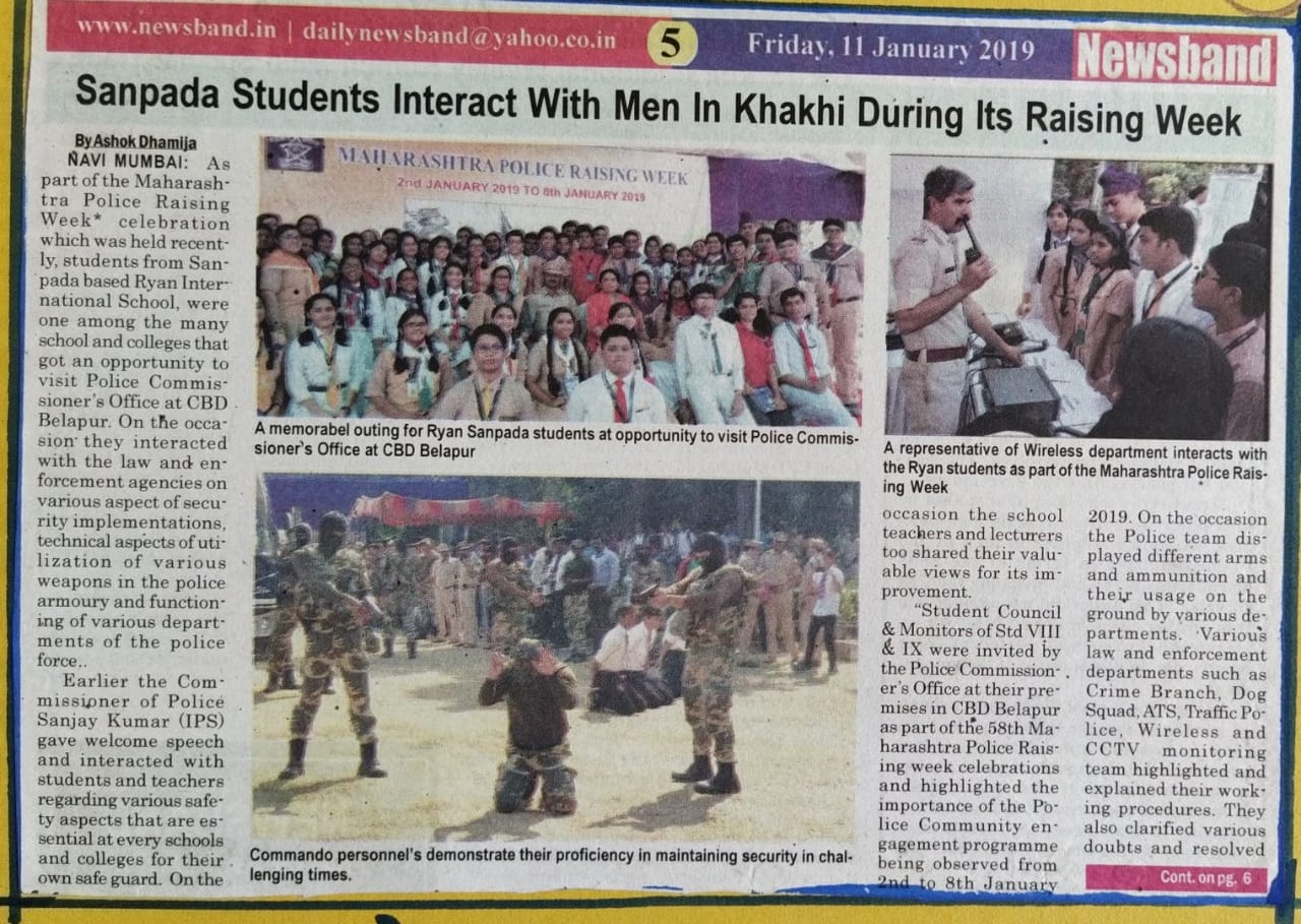 Maharashtra Police Raising Week was featured in Newsband - Ryan International School, Sanpada