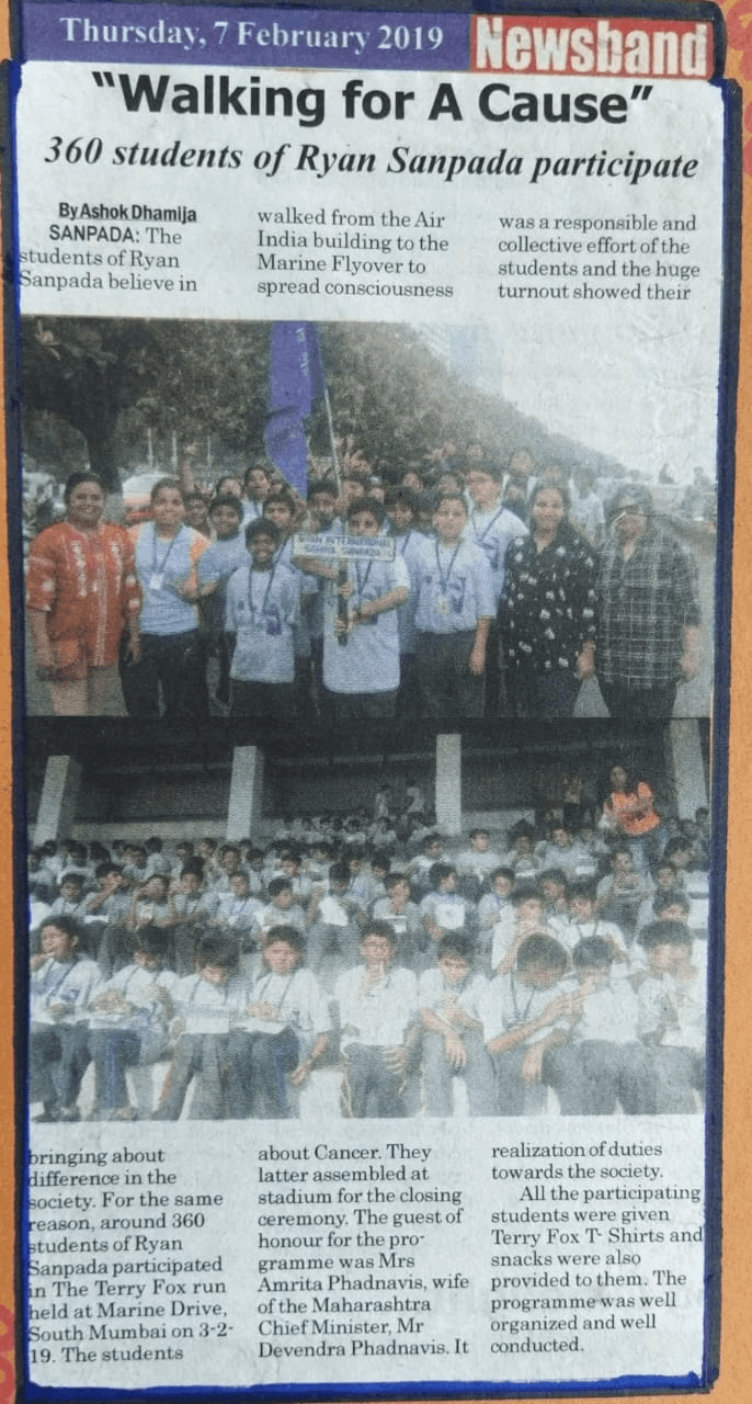The event “Walking for a Cause” was featured in Newsband - Ryan International School, Sanpada