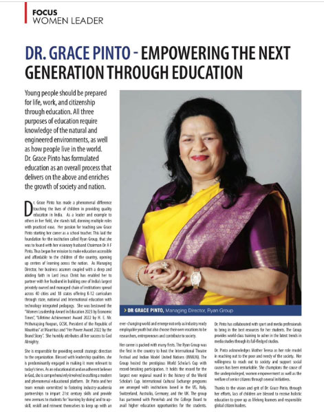 Dr. Grace Pinto into Empowering the next generation through education