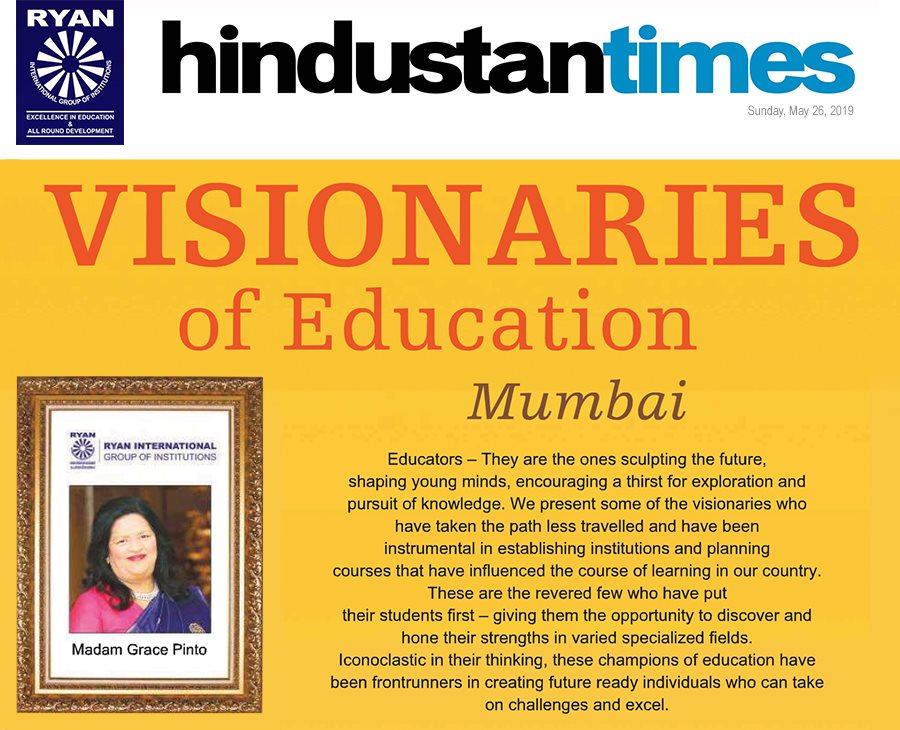 Madam Grace Pinto featured among the list of eminent ‘Visionaries of Education’ by Hindustan Times